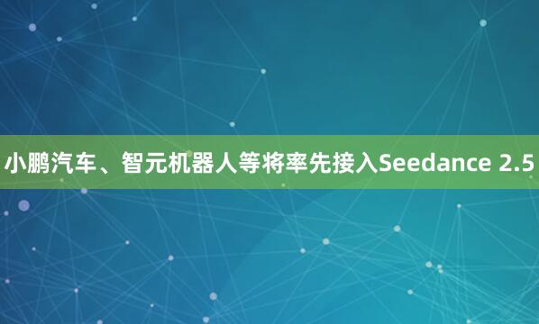 小鹏汽车、智元机器人等将率先接入Seedance 2.5