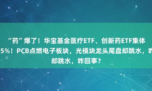 “药”爆了！华宝基金医疗ETF、创新药ETF集体涨超4.5%！PCB点燃电子板块，光模块龙头尾盘却跳水，咋回事？