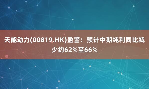 天能动力(00819.HK)盈警：预计中期纯利同比减少约62%至66%