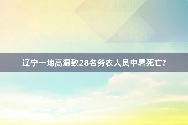 辽宁一地高温致28名务农人员中暑死亡?