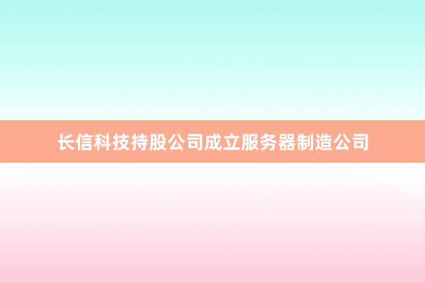 长信科技持股公司成立服务器制造公司
