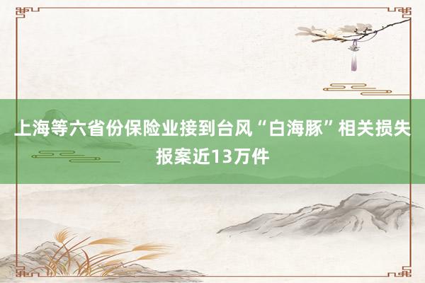 上海等六省份保险业接到台风“白海豚”相关损失报案近13万件