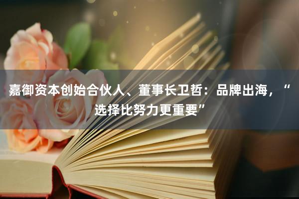 嘉御资本创始合伙人、董事长卫哲：品牌出海，“选择比努力更重要”