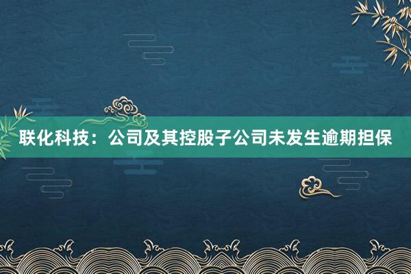 联化科技：公司及其控股子公司未发生逾期担保