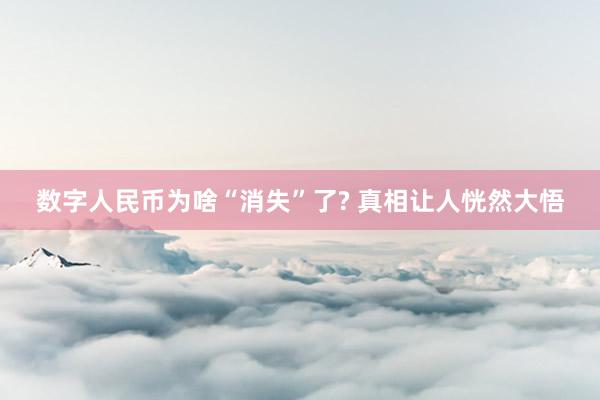 数字人民币为啥“消失”了? 真相让人恍然大悟