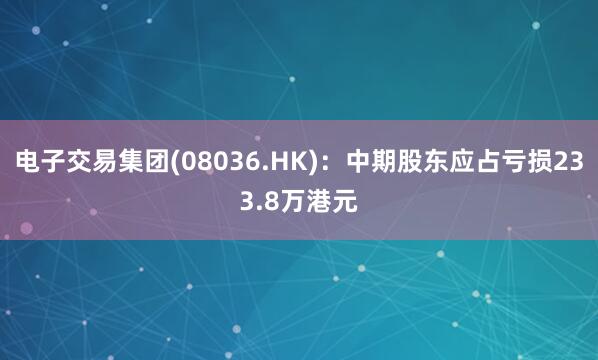 电子交易集团(08036.HK)：中期股东应占亏损233.8万港元