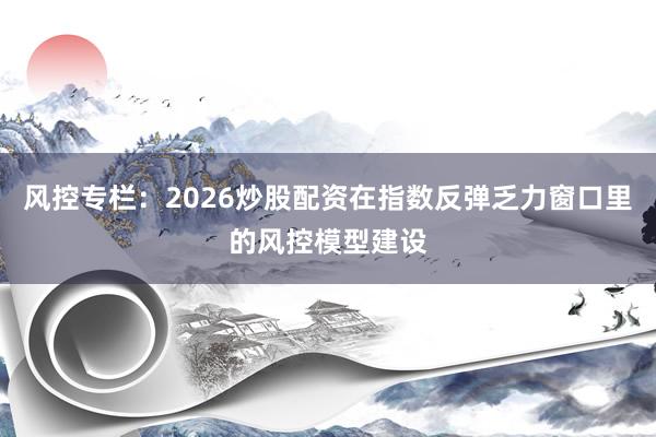 风控专栏：2026炒股配资在指数反弹乏力窗口里的风控模型建设
