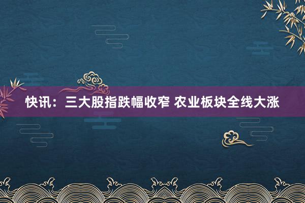 快讯：三大股指跌幅收窄 农业板块全线大涨