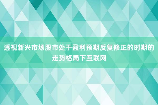 透视新兴市场股市处于盈利预期反复修正的时期的走势格局下互联网