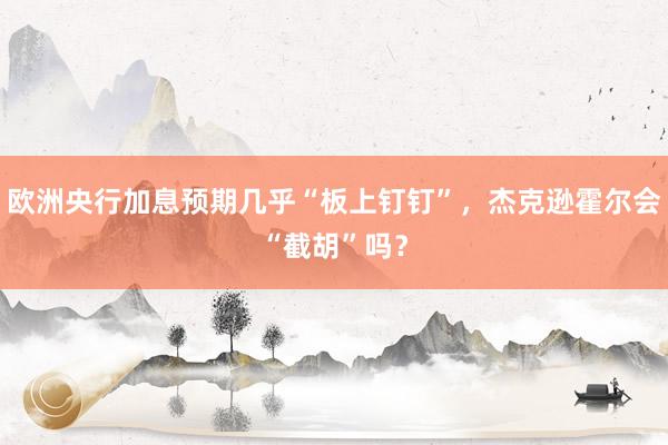 欧洲央行加息预期几乎“板上钉钉”，杰克逊霍尔会“截胡”吗？