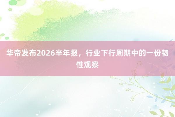 华帝发布2026半年报，行业下行周期中的一份韧性观察