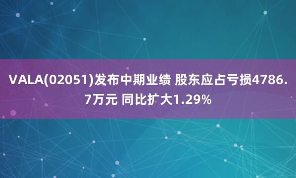 VALA(02051)发布中期业绩 股东应占亏损4786.7万元 同比扩大1.29%