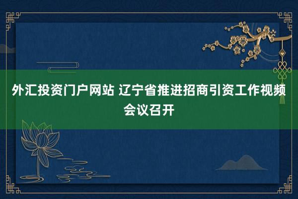 外汇投资门户网站 辽宁省推进招商引资工作视频会议召开