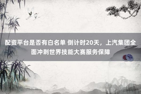配资平台是否有白名单 倒计时20天，上汽集团全面冲刺世界技能大赛服务保障
