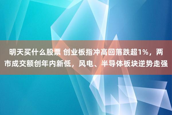 明天买什么股票 创业板指冲高回落跌超1%，两市成交额创年内新低，风电、半导体板块逆势走强