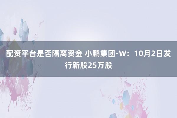 配资平台是否隔离资金 小鹏集团-W：10月2日发行新股25万股